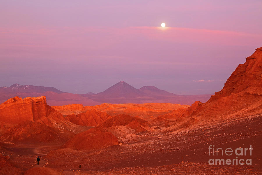 Full Moon Sunset Over Valle de la Luna Atacama Desert Chile Photograph by James Brunker