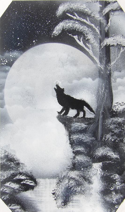 Full Moon Wolf Painting by John Erickson - Fine Art America