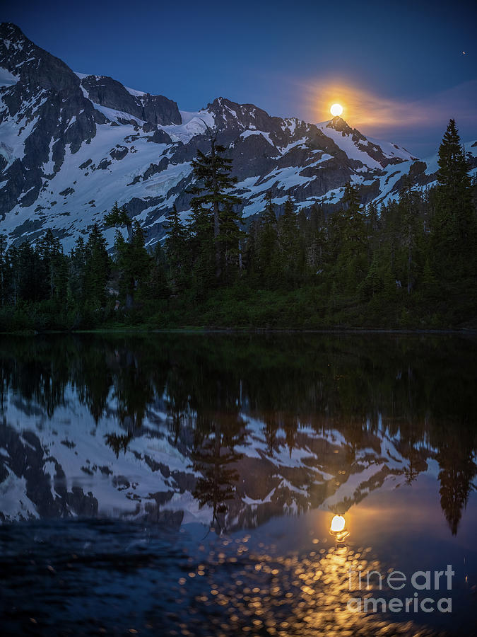 Full Moonrise Over Picture Lake Photograph