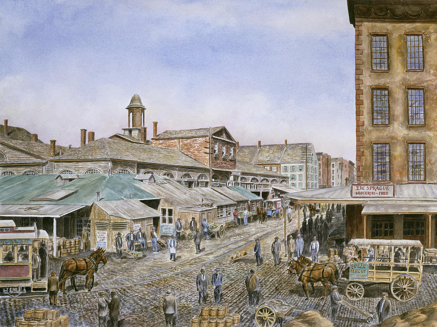 Horse Painting - Fulton Market,  Ny Ca 1876 by Stanton Manolakas