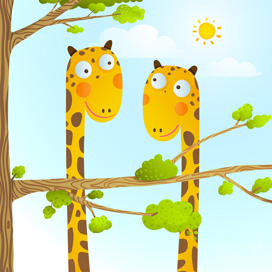 Queer Digital Art - Fun Cartoon Baby Giraffe Animals In by Popmarleo Queer Digital Art - Fun Cartoon Baby Giraffe Animals In by Popmarleo