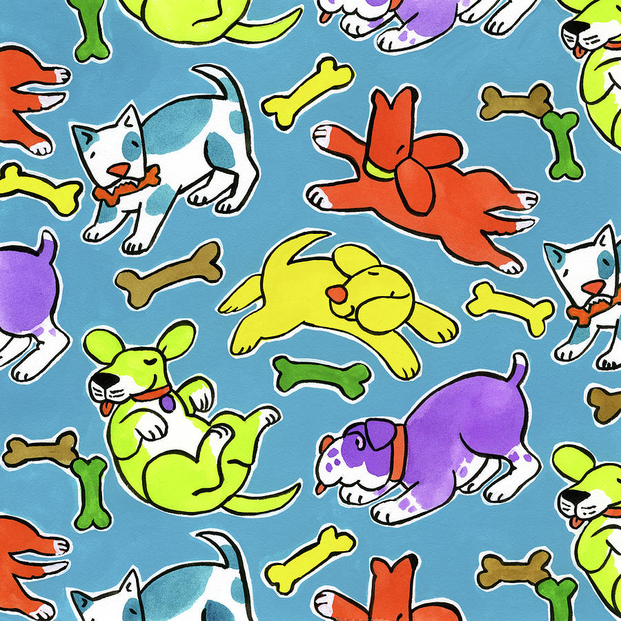 Pattern Painting - Fun Dogs Repeat by Geraldine Aikman