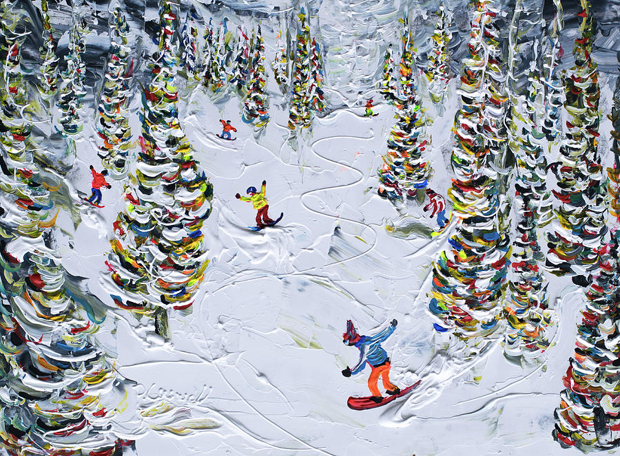 Fun in the Woods Breckenridge Colorado Painting by Pete Caswell