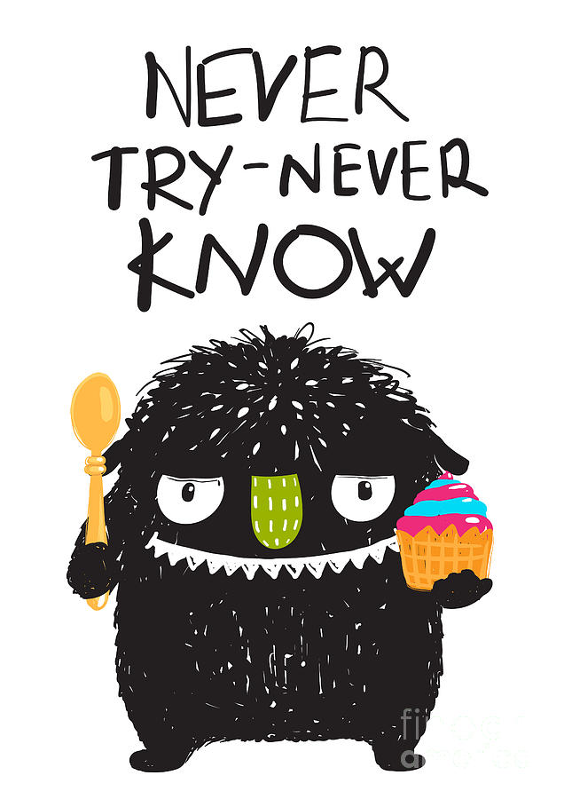Small Digital Art - Fun Monster Eating Dessert Cartoon by Popmarleo Small Digital Art - Fun Monster Eating Dessert Cartoon by Popmarleo