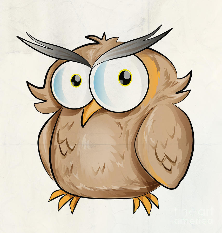 Fun Owl Cartoon Digital Art by Domenico Condello - Fine Art America