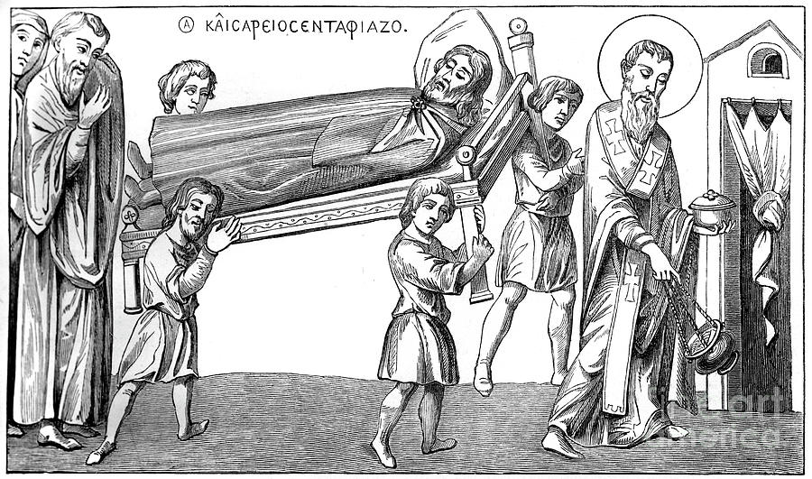 Funeral In St Césaire, 9th Century Drawing by Print Collector
