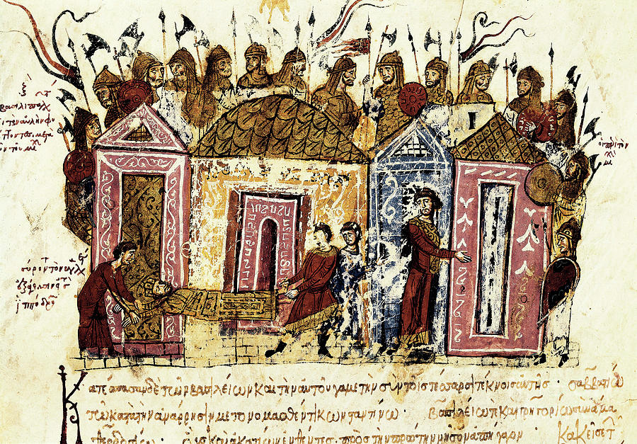 Funeral Of A Byzantine Emperor, Miniature From synopsis Historiarum, C.1126-1150, 12th Century Painting by John Scylitzes
