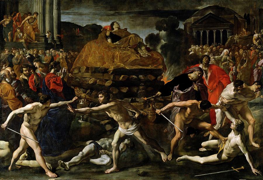Funeral of a Roman Emperor, ca. 1636, Italian School, Oil on c... Painting by Giovanni Lanfranco -1582-1647-
