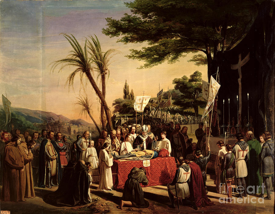 Funeral Of Godfrey Of Bouillon Painting by Edouard Cibot