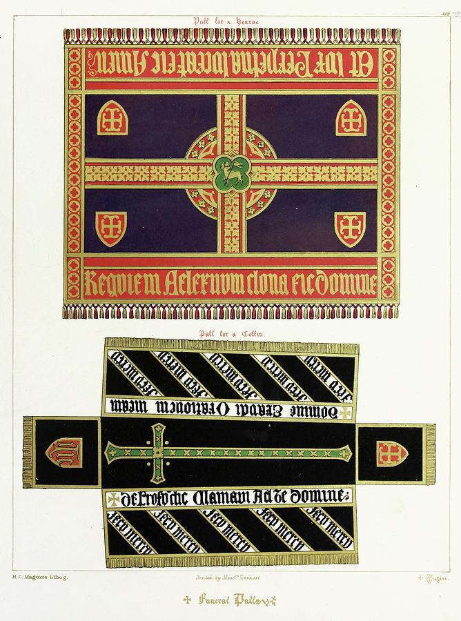 Liturgical Painting - Funeral Palls For A Herse And A Coffin by Augustus Pugin