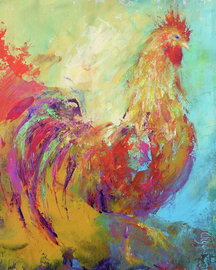 Rooster Painting - Funky Chicken 1 by Dina Dargo