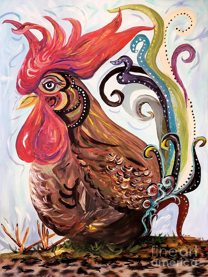 Funky Chicken Painting by Eloise Schneider Mote