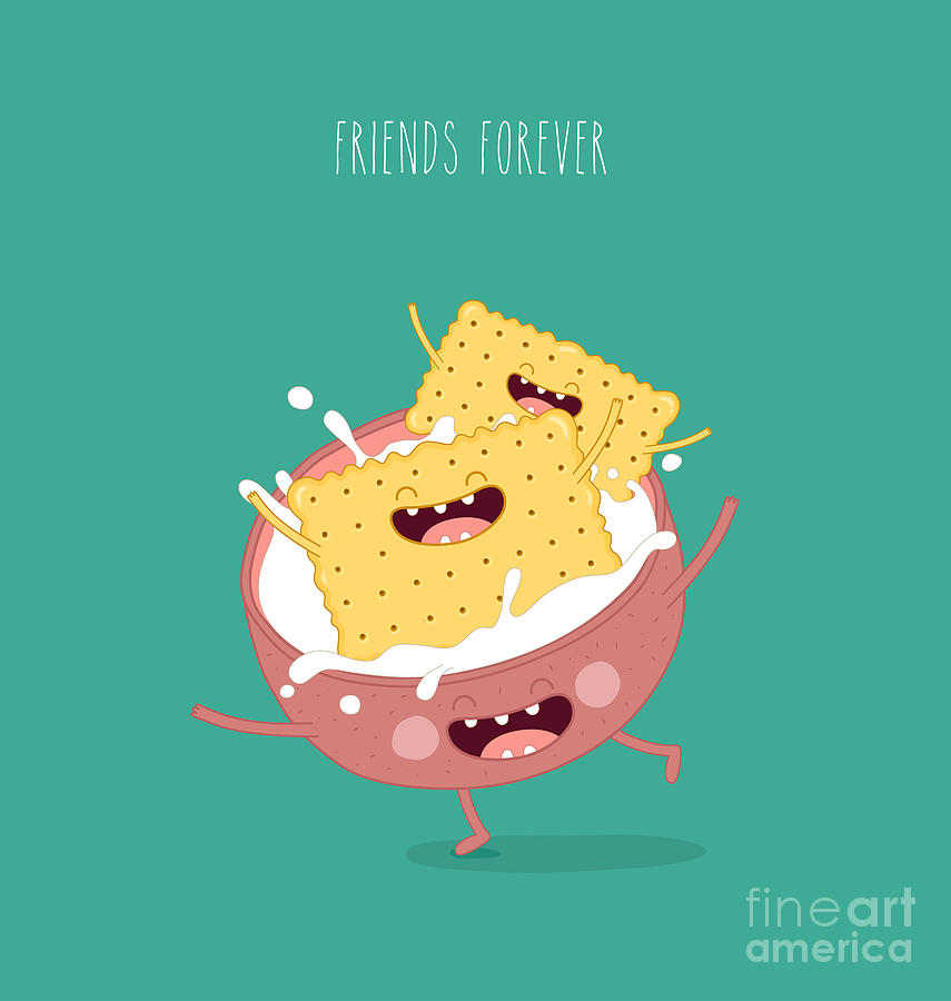 Bed Digital Art - Funny A Cookies Swimming In A Cup With by Serbinka Bed Digital Art - Funny A Cookies Swimming In A Cup With by Serbinka