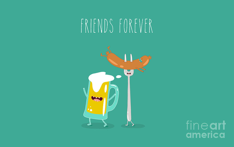 Symbol Digital Art - Funny Beer With Sausage Vector by Serbinka Symbol Digital Art - Funny Beer With Sausage Vector by Serbinka