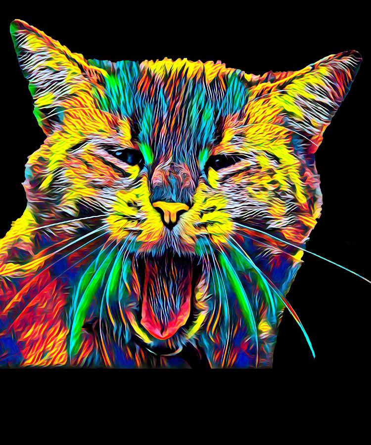 Funny Cat Face Colored Design Pet Owner Digital Art by Super Katillz -  Pixels