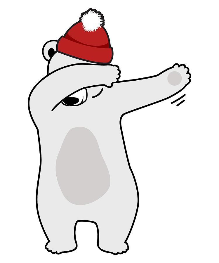 Funny Dabbing Christmas Bear Drawing by Kanig Designs