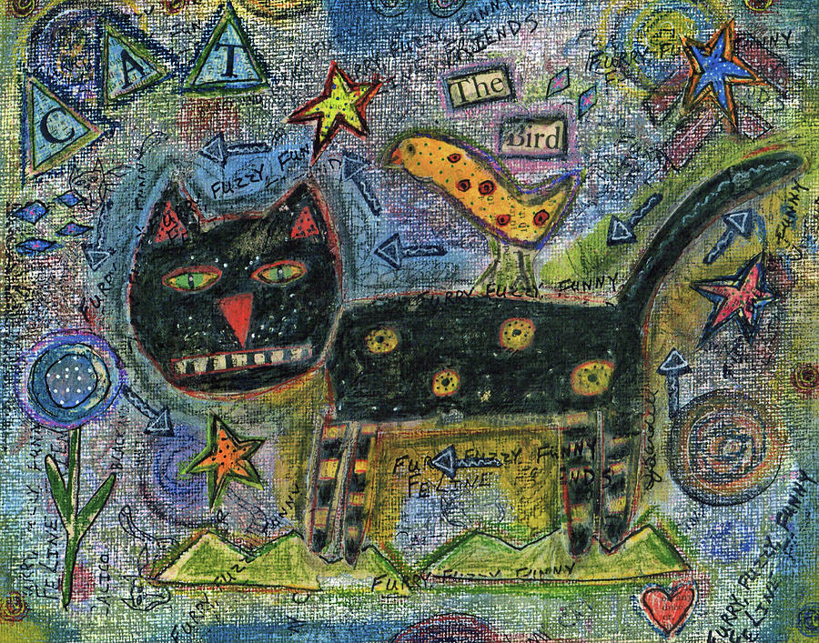 Animal Painting - Funny Feline by Funked Up Art