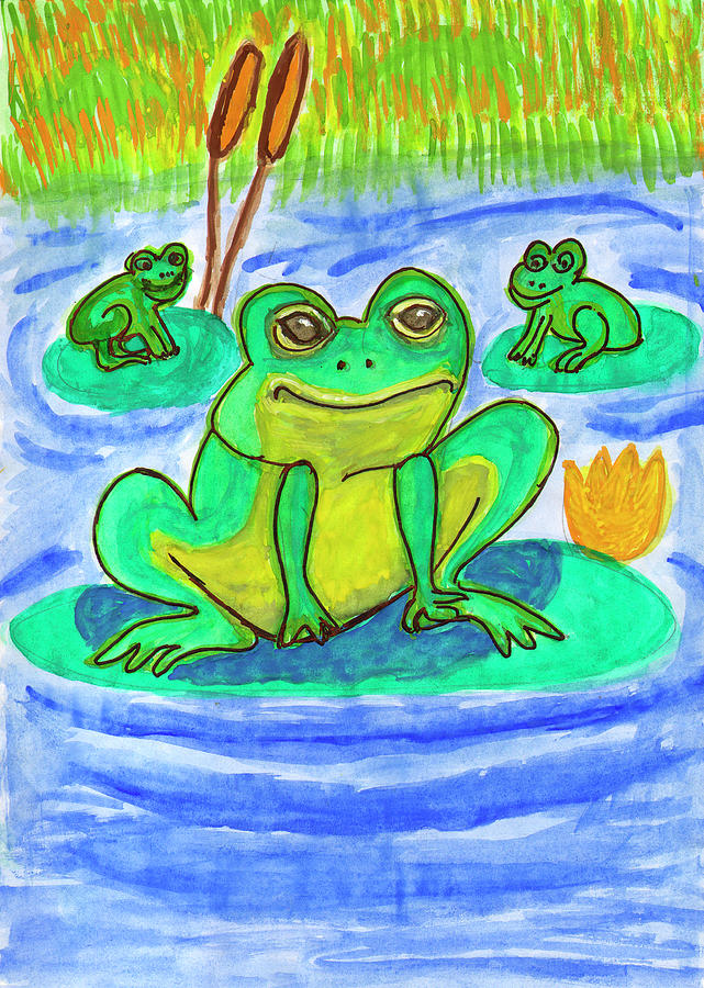 Funny frogs Painting by Irina Dobrotsvet