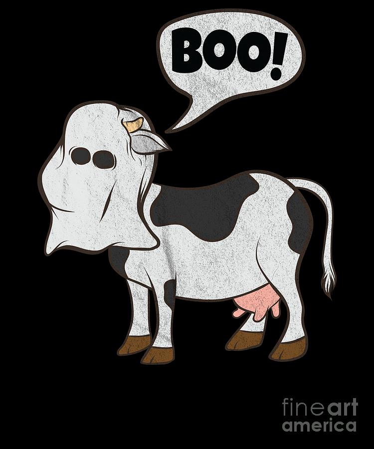 Funny Halloween Cow Ghost Costume Cute Boo Cow Digital Art by Henry B