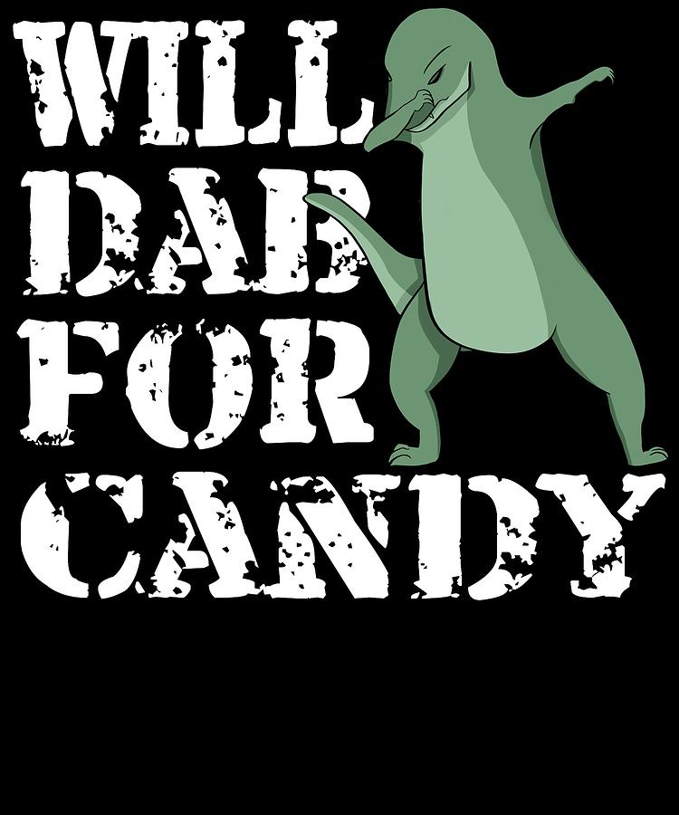 Halloween Digital Art - Funny Halloween Dinosaur Will Dab For Candy Trick or Treat Candy Lovers Gift by Shendon Whyte