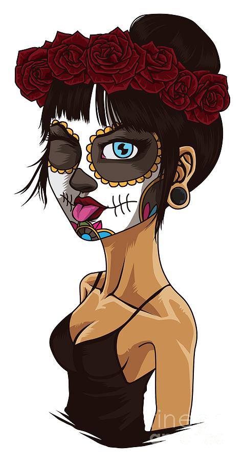 Halloween Digital Art - Funny Lady of the Dead La Calavera Catrina by Mister Tee