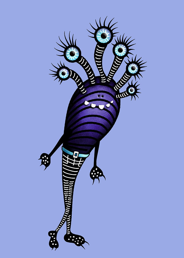 Funny Monster Cartoon Creature Dressed Up Digital Art by Boriana Giormova -  Pixels