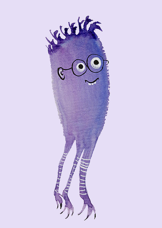 Cool Digital Art - Funny Monster With Nerd Glasses by Boriana Giormova