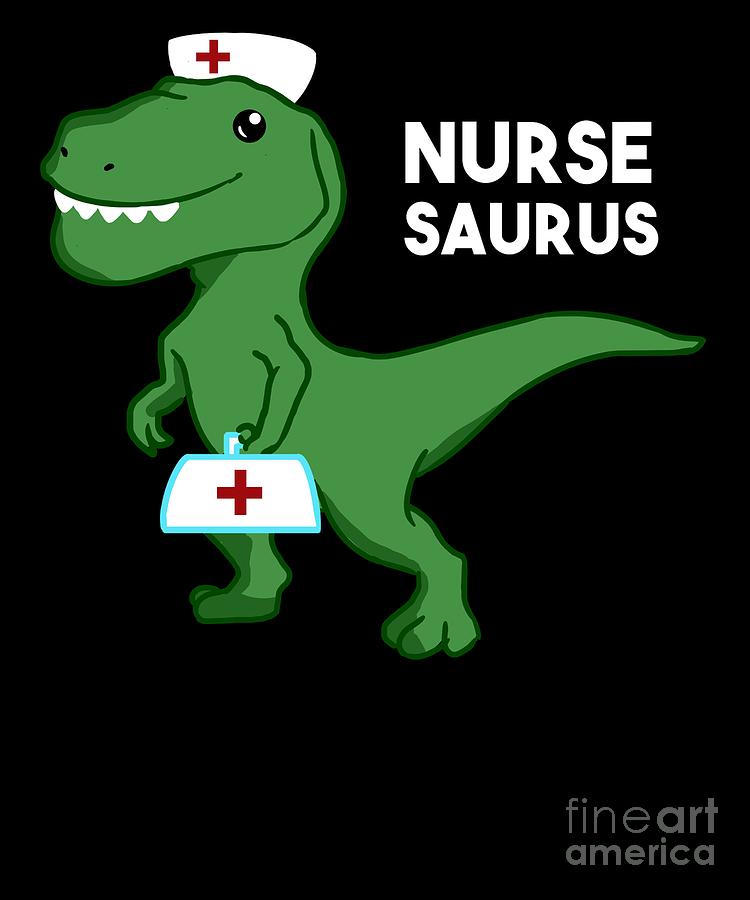 Funny Nurse Saurus Nursing Hospital Dinosaur Digital Art by ...