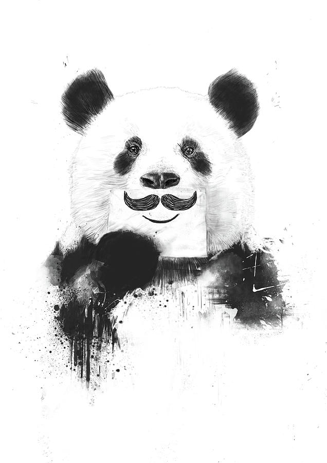 Animal Mixed Media - Funny panda by Balazs Solti