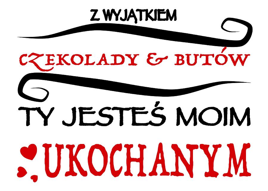 Funny polish saying for women - Besides chocolate and shoes Painting by Patricia Piotrak