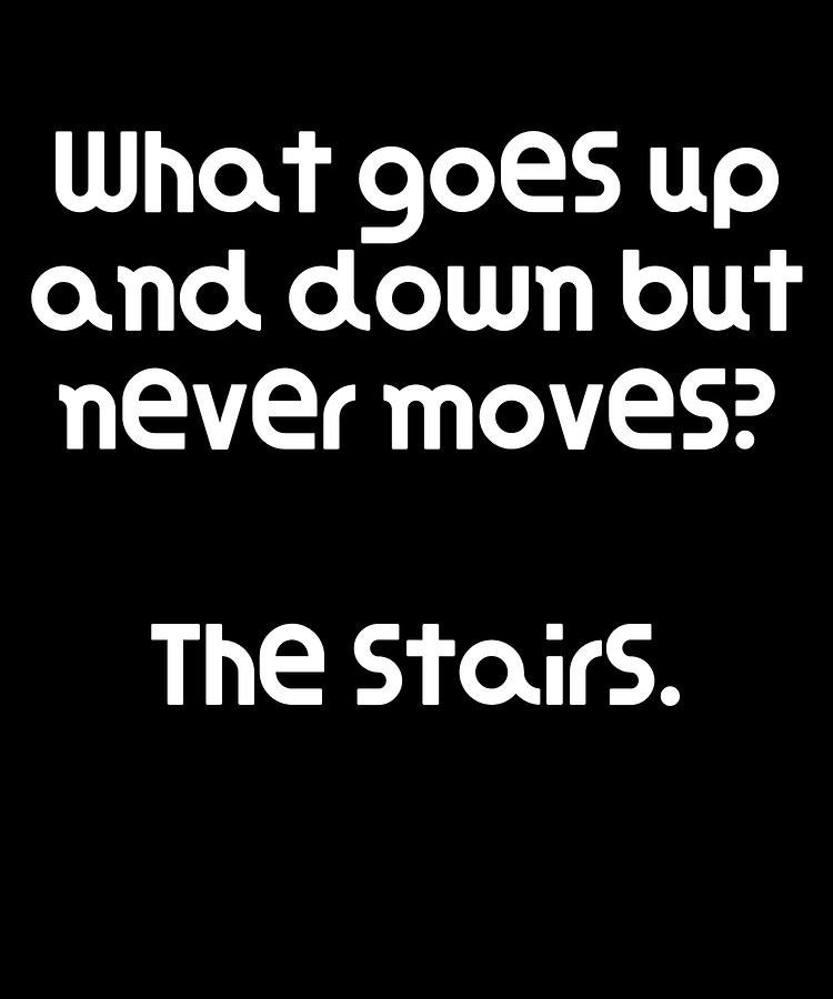 Riddle Digital Art - Funny Riddle What goes up and down but never moves The stairs by DogBoo