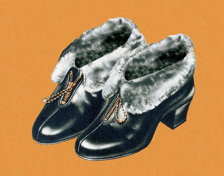 Vintage Drawing - Fur Lined Boots by CSA Images