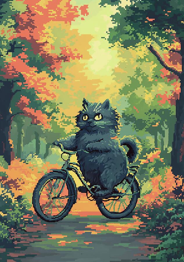 Furry Cat Biking Through Autumn Forest Digital Art by Trendy Art Furry Cat Biking Through Autumn Forest Digital Art by Trendy Art