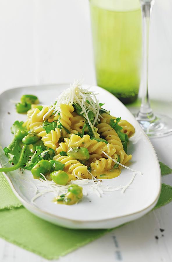 Fusilli Carbonara With Sorrel And Broad Beans Photograph by Jalag / Jan-peter Westermann