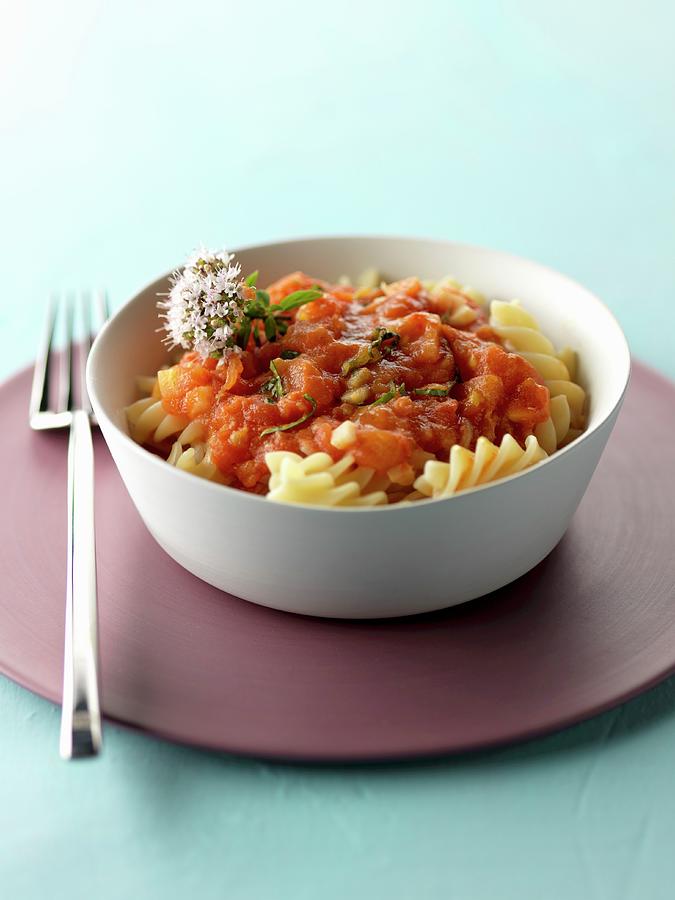 Fusilli In Tomato Sauce Photograph by Gelberger