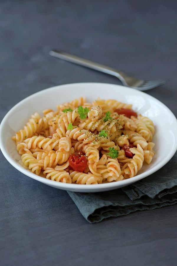 Fusilli With Tomato Sauce Photograph by Mandy Reschke