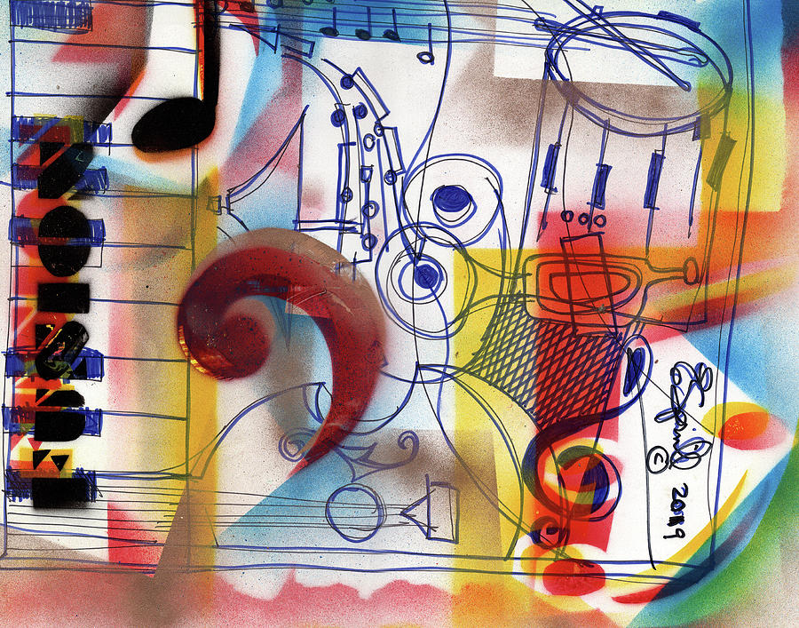 Fusion Bass Clef Mixed Media by Everett Spruill