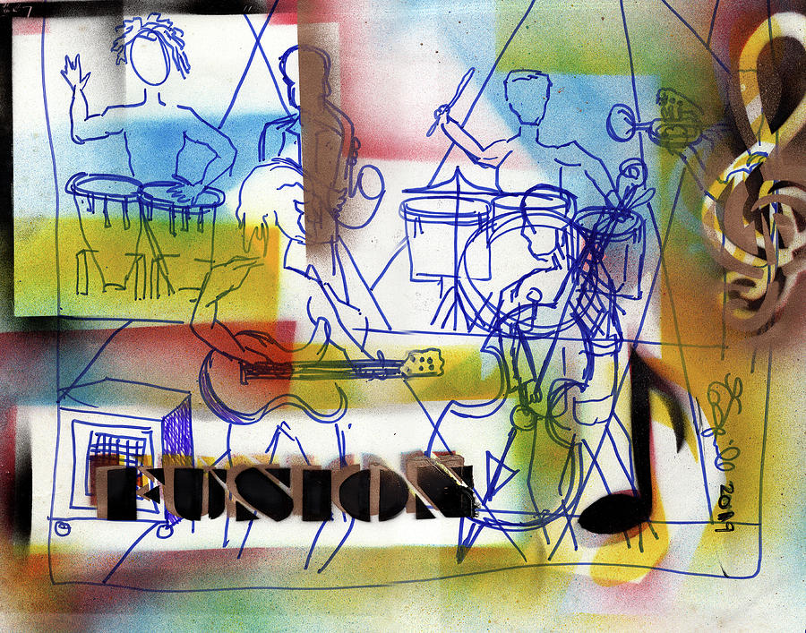 Fusion Sextet Abstract Mixed Media by Everett Spruill
