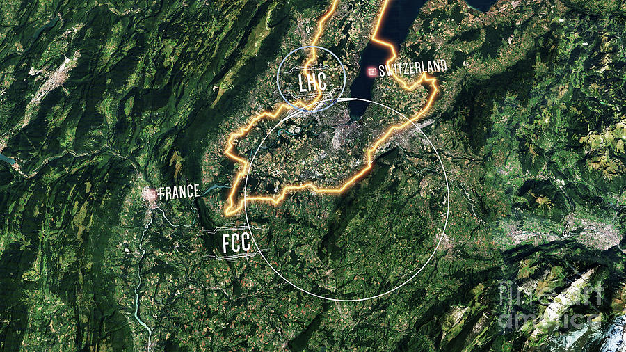 Map Photograph - Future Circular Collider by Cern, Future Circular Collider Study/science Photo Library