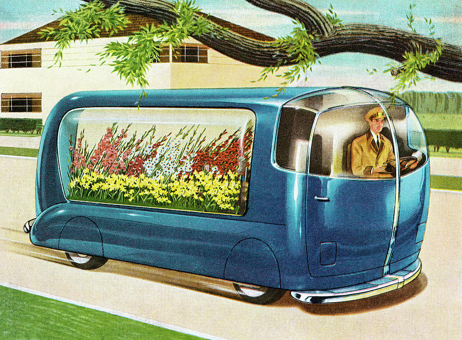 Transportation Drawing - Futuristic Flower Delivery Van by CSA Images