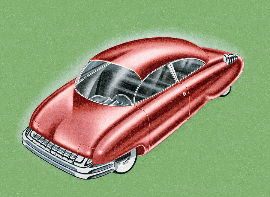 Transportation Drawing - Futuristic Red Car by CSA Images