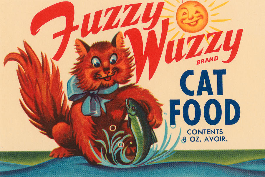Fuzzy Wuzzy Brand Cat Food Painting by Unknown