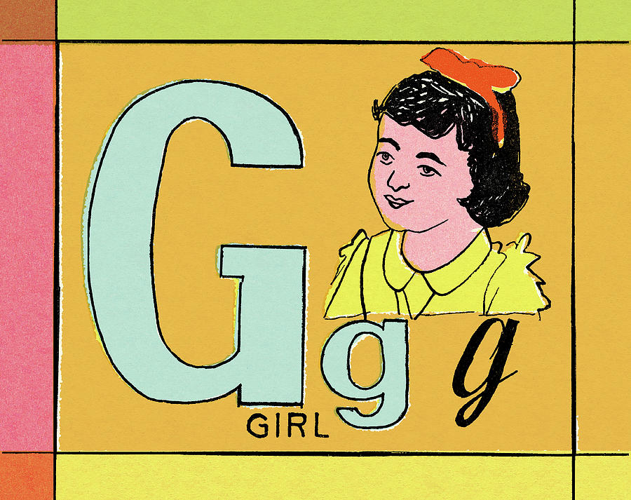 Vintage Drawing - G is for Girl by CSA Images