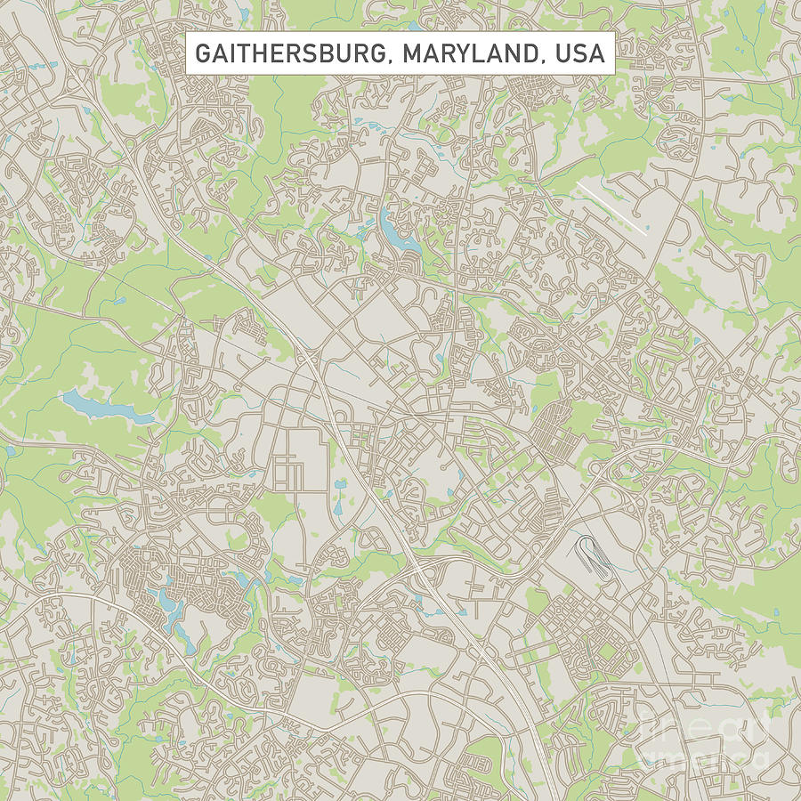 Gaithersburg Maryland US City Street Map Digital Art by Frank Ramspott Pixels