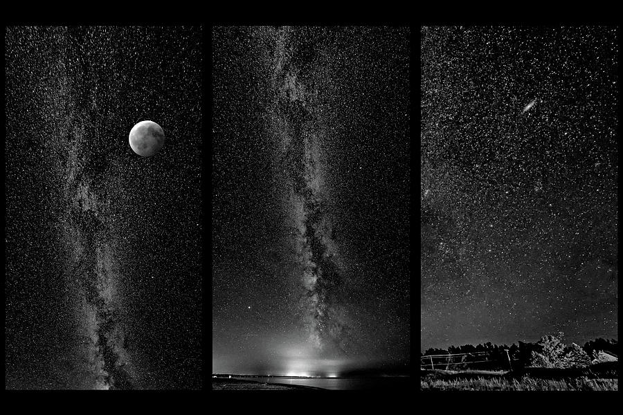 Galaxies - Triptych 2 bw Photograph by Steve Harrington