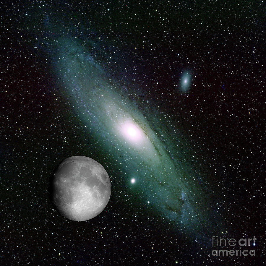 Galaxy And Moon Photograph by National Optical Astronomy Observatories/science Photo Library