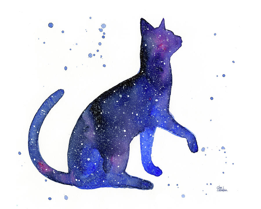 Galaxy Cat Painting by Olga Shvartsur | Fine Art America