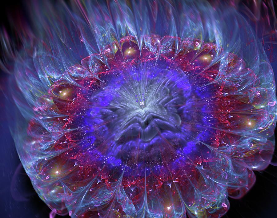 Galaxy Flower Icy Fire Digital Art by Lilia S