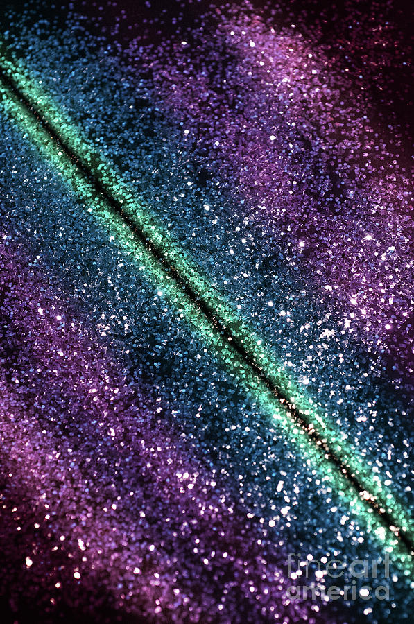 Abstract Mixed Media - Galaxy Glitter #1 #shiny #stripes #decor #art by Anitas and Bellas Art