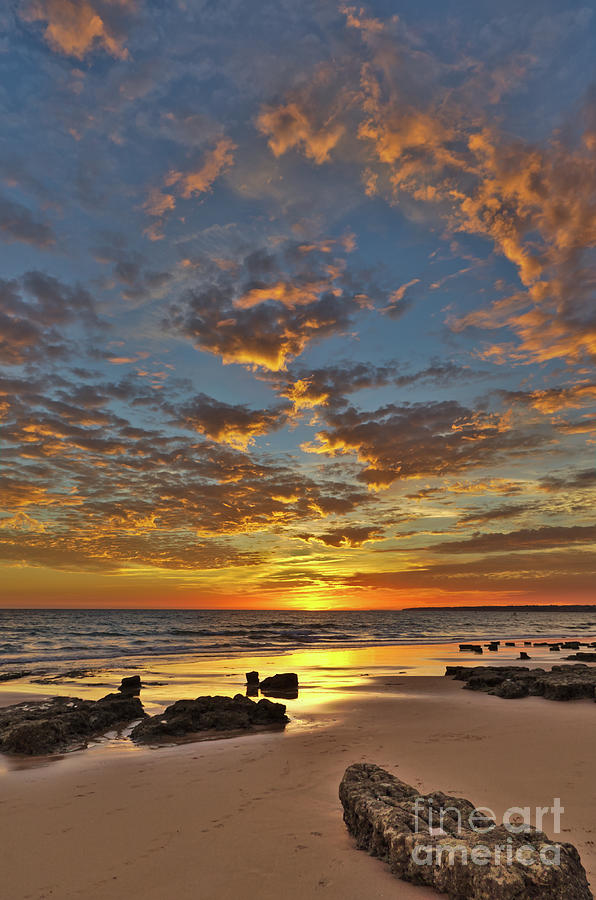 Seascape Photograph - Gale Beach at Sunset. In Algarve by Angelo DeVal Seascape Photograph - Gale Beach at Sunset. In Algarve by Angelo DeVal
